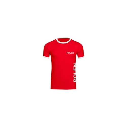 Bild von Multifanshop Kontrast T-Shirt - Polen - Brust & Seite - Druck weiß - Männer