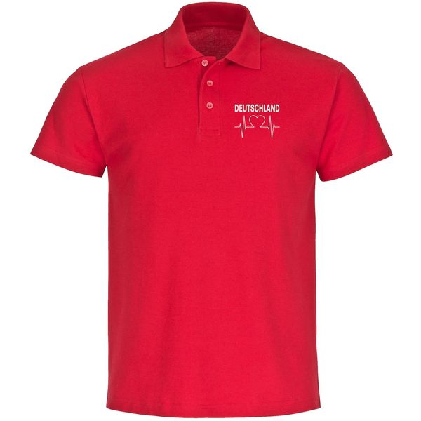 Bild von multifanshop Poloshirt - Deutschland - Herzschlag - Druck weiß - Polo
