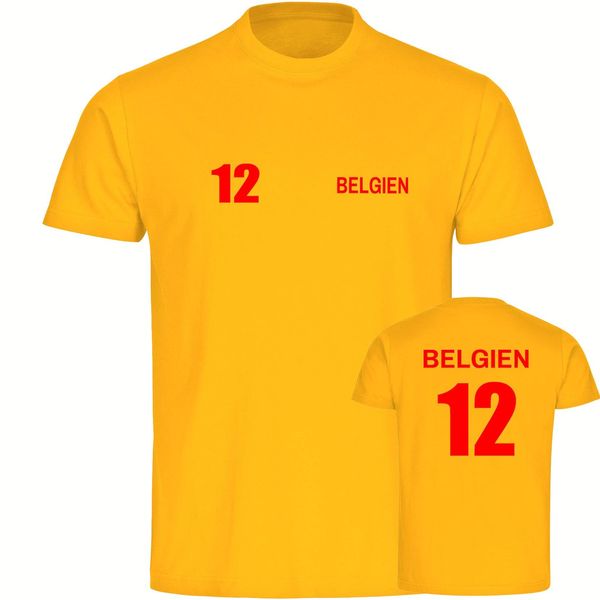 Bild von multifanshop Herren T-Shirt - Belgien - Trikot Nummer 12 - Druck rot - Männer
