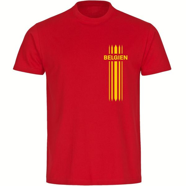 Bild von multifanshop Herren T-Shirt - Belgien - Streifen - Druck gelb - Männer Größe XL rot