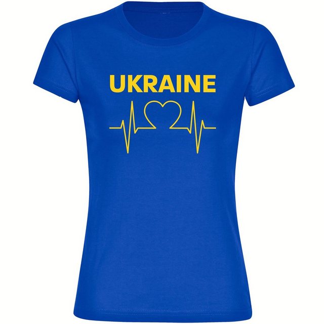 Bild von multifanshop Damen T-Shirt - Ukraine - Herzschlag - Druck gelb - Frauen