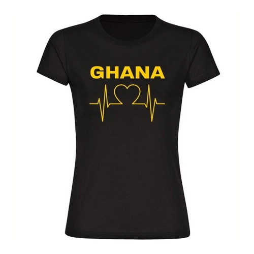 Bild von Multifanshop Damen T-Shirt - Ghana - Herzschlag - Druck gelb