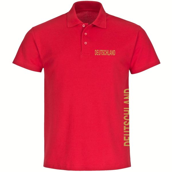 Bild von multifanshop Poloshirt - Deutschland - Brust & Seite Gold - Druck gold metallic - Polo