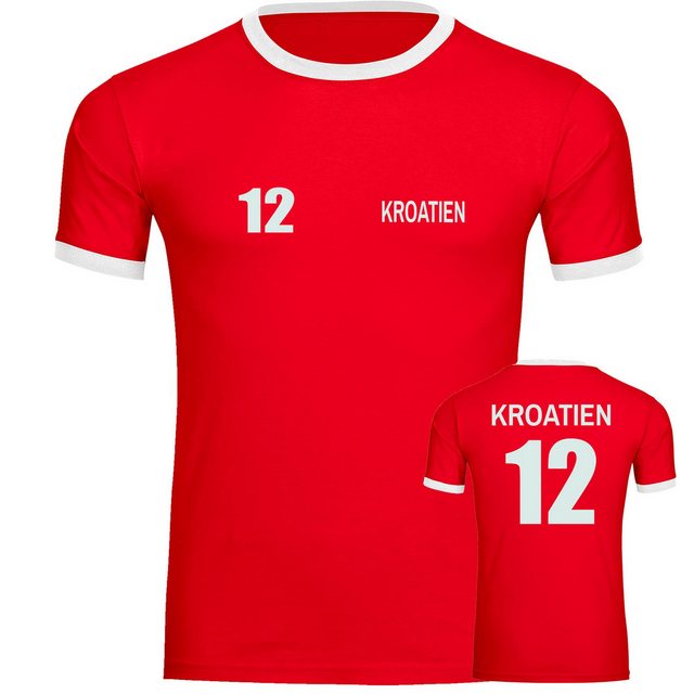 Bild von multifanshop Kontrast T-Shirt - Kroatien - Trikot Nummer 12 - Druck weiß - Männer