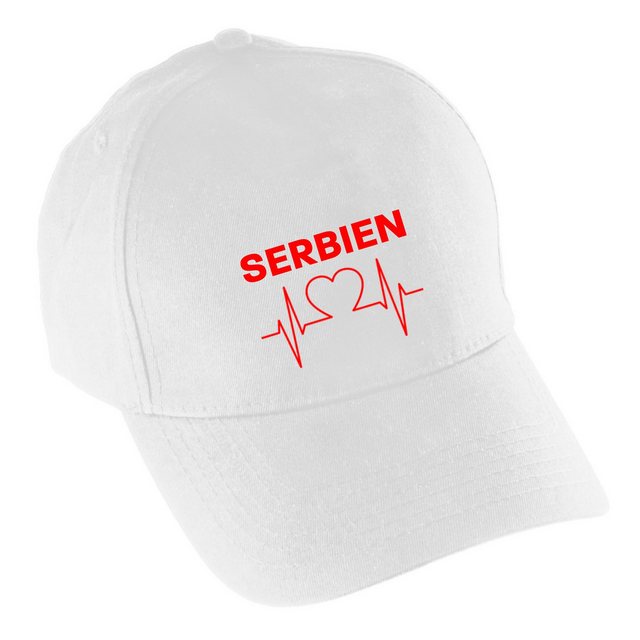 Bild von multifanshop Baseballcap - Serbien - Herzschlag - Druck rot - Mütze Größe one Size weiß
