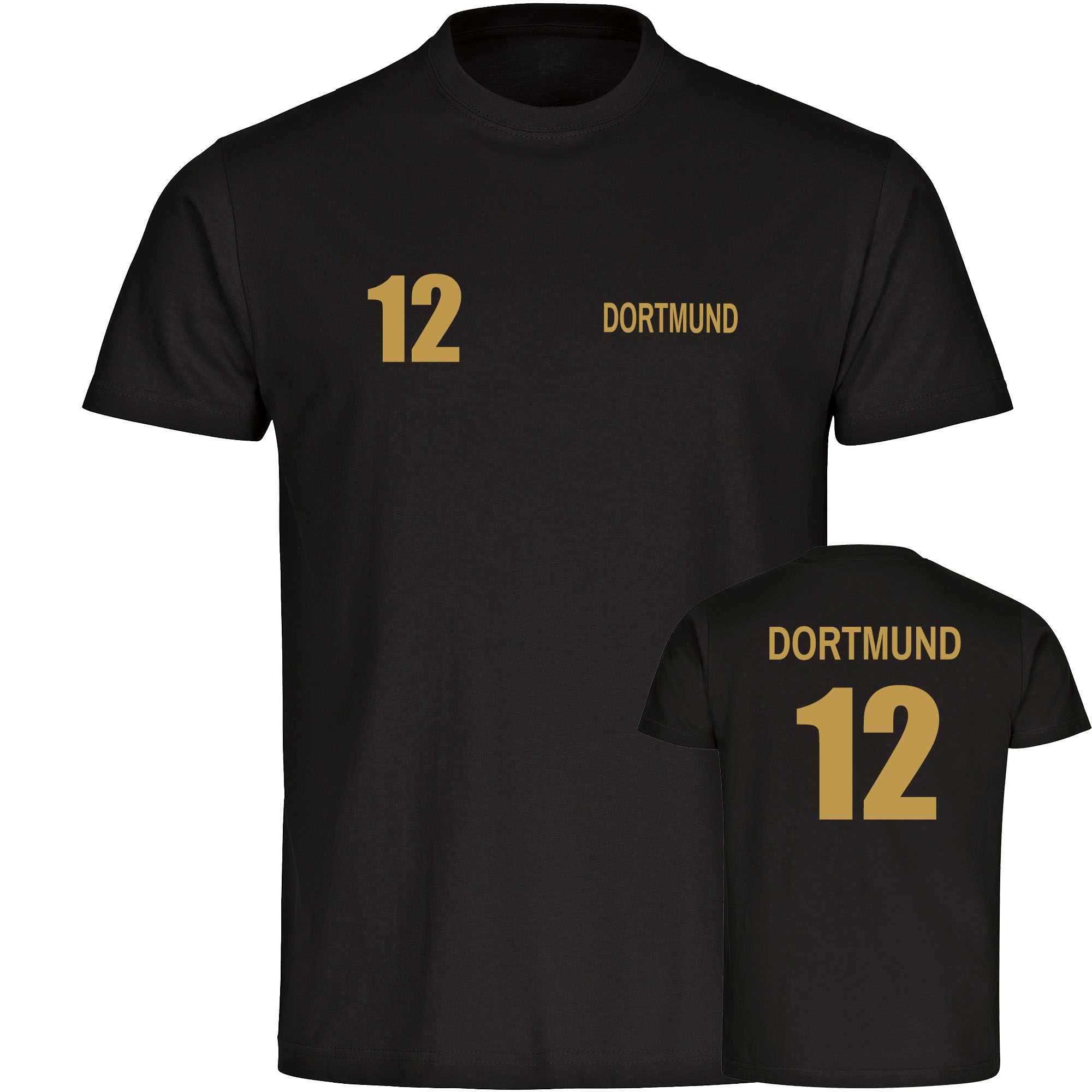 Bild von multifanshop Kinder T-Shirt - Dortmund - Trikot Nummer 12 gold - Druck gold metallic - Kind