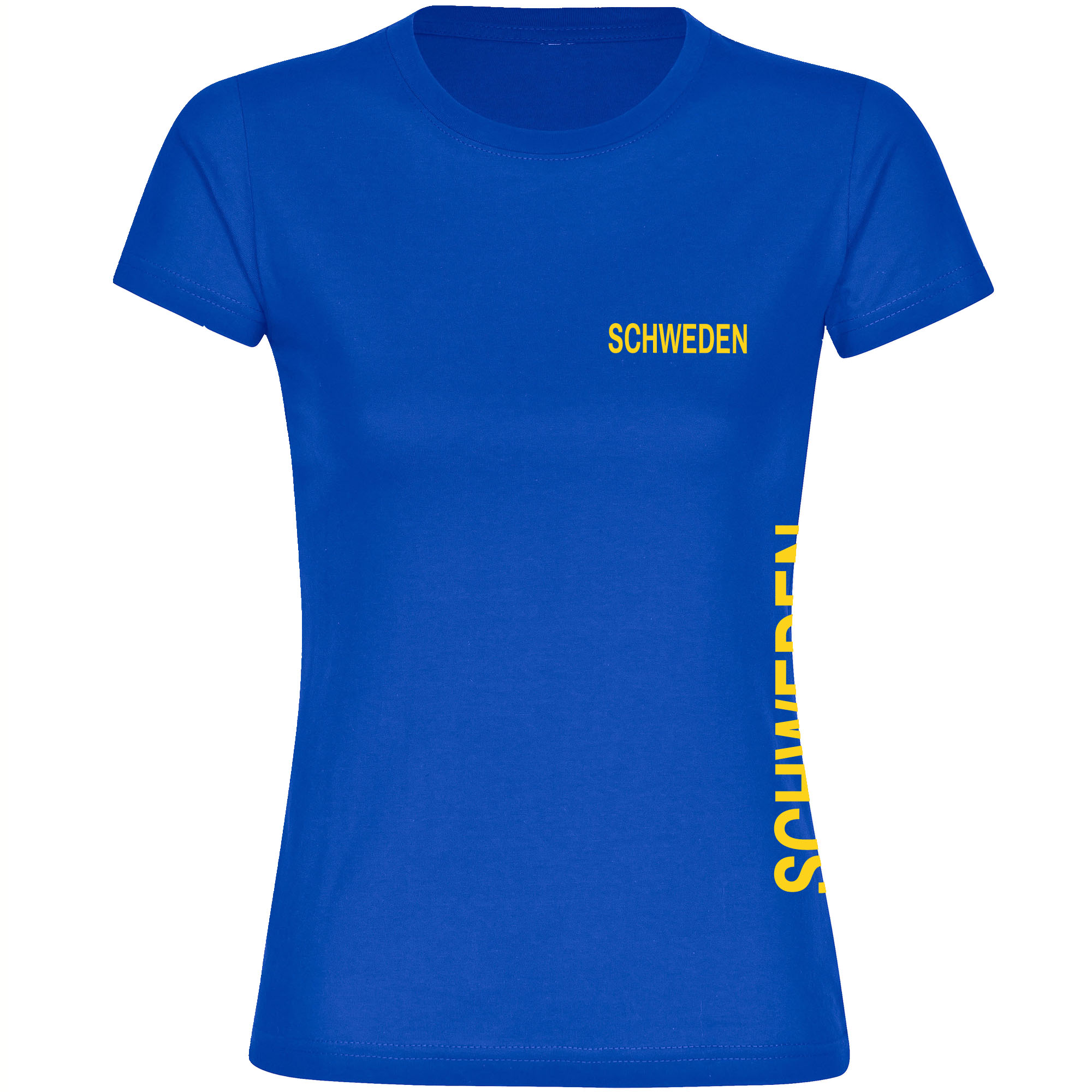 Bild von multifanshop Damen T-Shirt - Schweden - Brust & Seite - Druck gelb - Frauen