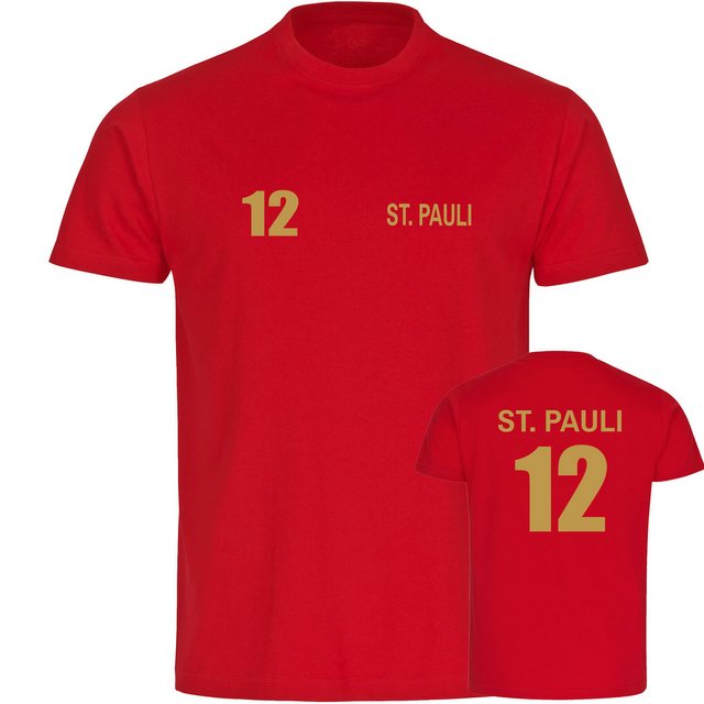 Bild von multifanshop Kinder T-Shirt - St. Pauli - Trikot Nummer 12 gold - Druck gold metallic - Kind