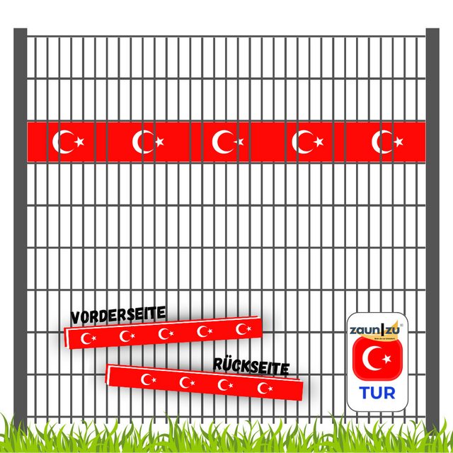 Bild von zaunzu Sichtschutzstreifen Fanartikel Türkei für Doppelstabmatten Akzentstreifen, (1 Set, PP Laserstreifen Zaun), Türkei Landesfarbe