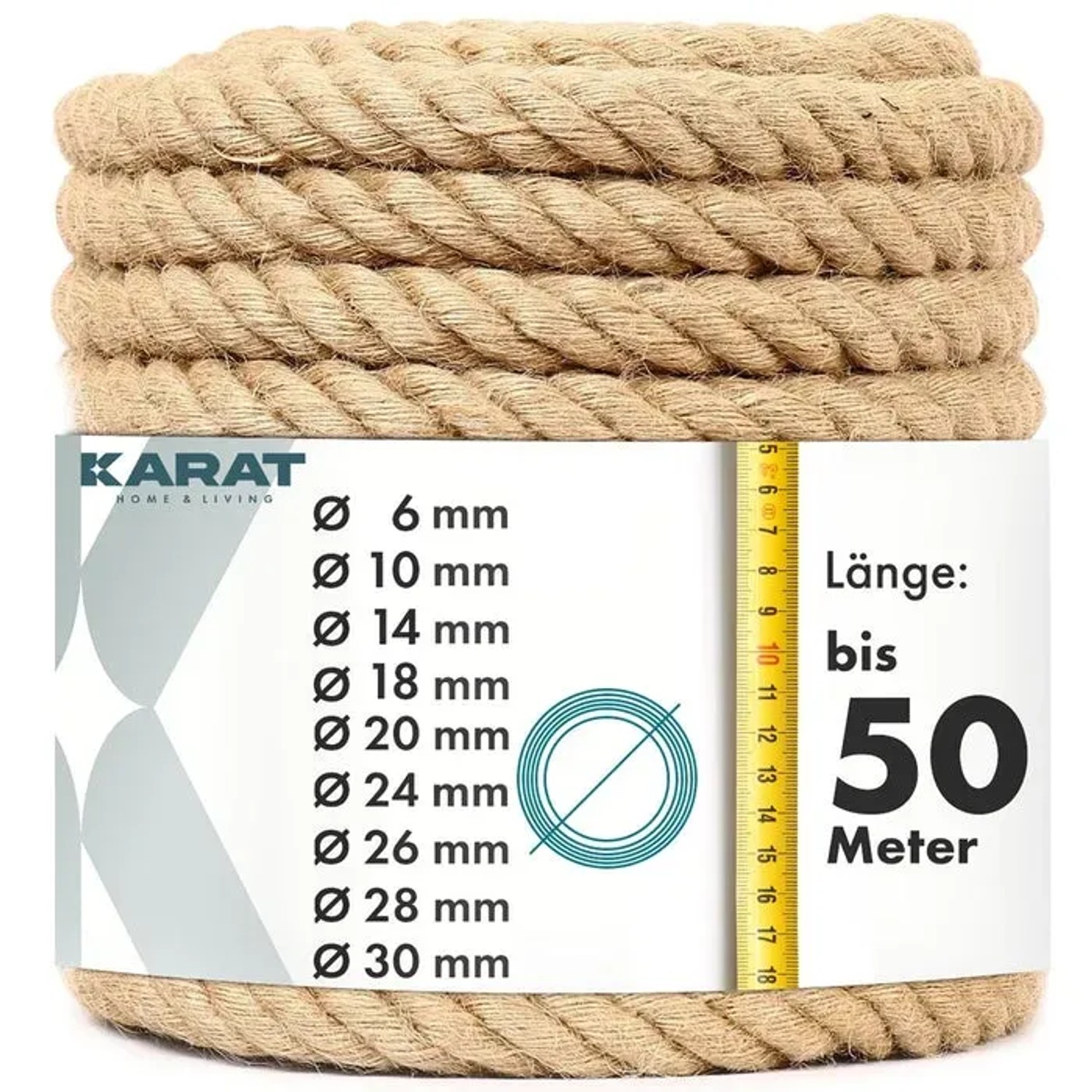 Bild von Karat Juteseil Ø 18 mm Kletterseil Extra Stark Universell Einsetzbar Länge 30 Meter