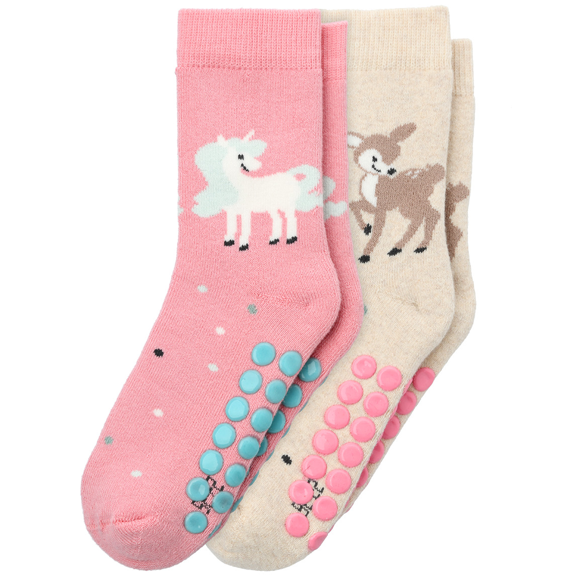 Bild von 2 Paar Mädchen Stoppersocken mit Motiven