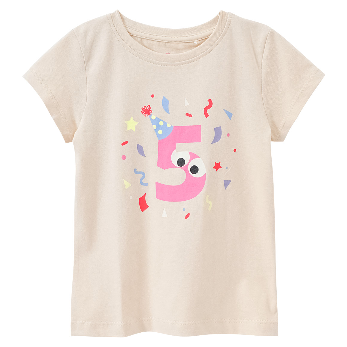 Bild von Mädchen T-Shirt mit Geburtstagszahl 5