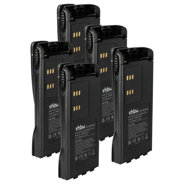 Bild von 5x Akku kompatibel mit Motorola MTX850.LS, MTX8250LS, MTX850, MTX850LS, MTX8250.LS, MTX8250-LS Funkgerät, Walkie Talkie (2100 mAh, 7,2 v, NiMH) - Vhbw