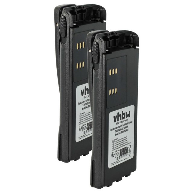 Bild von 2x Akku kompatibel mit Motorola HT1550, HT1250-LS+, HT1250-LS, HT1500 Funkgerät, Walkie Talkie (1800 mAh, 7,2 v, Li-Ion) + Gürtelclip - Vhbw