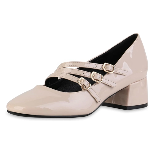 Bild von VAN HILL Damen Mary Janes Blockabsatz Lack Klassisch Schuhe