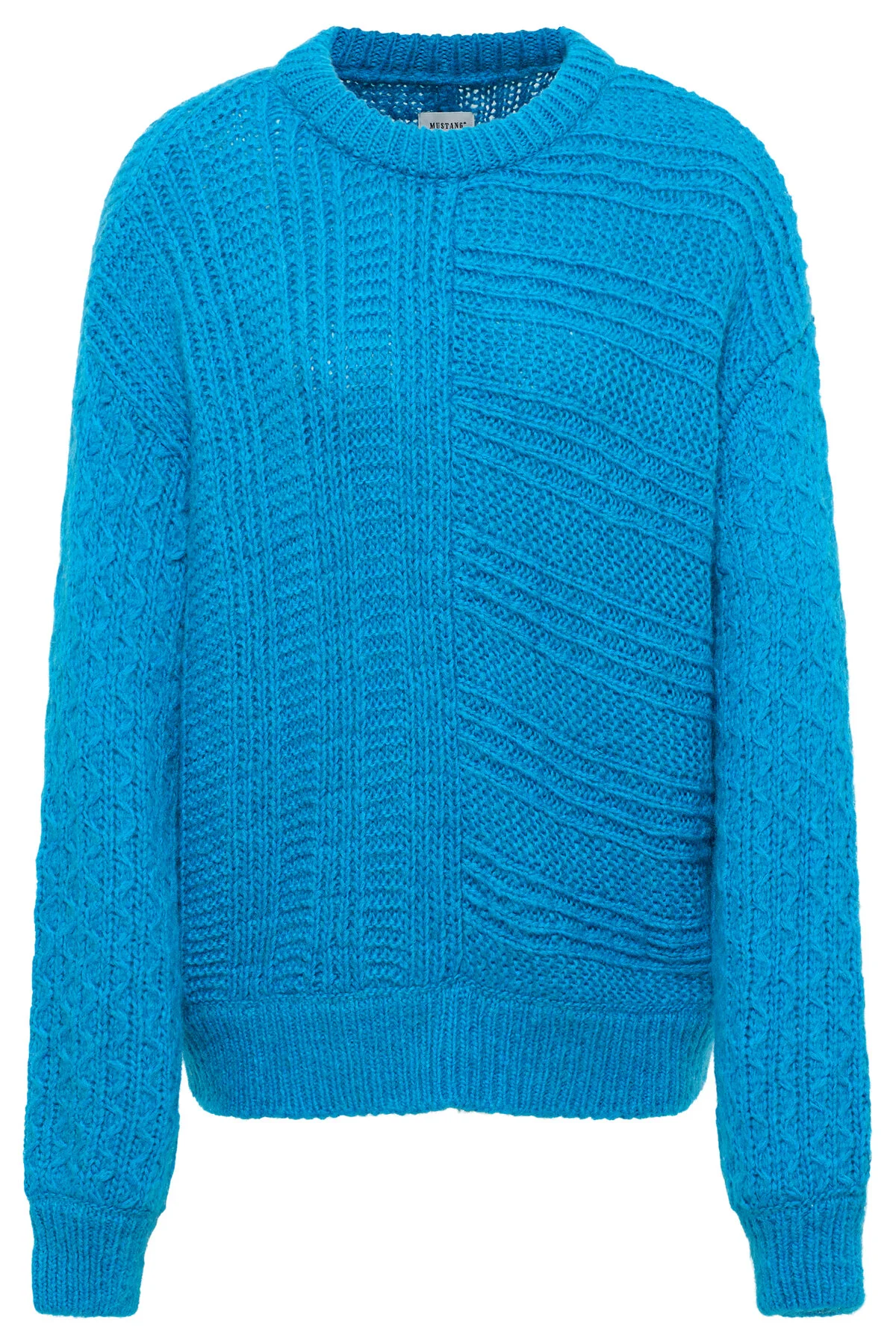 Bild von Mustang Damen Lässiger Strickpullover mit Ajourmuster blau