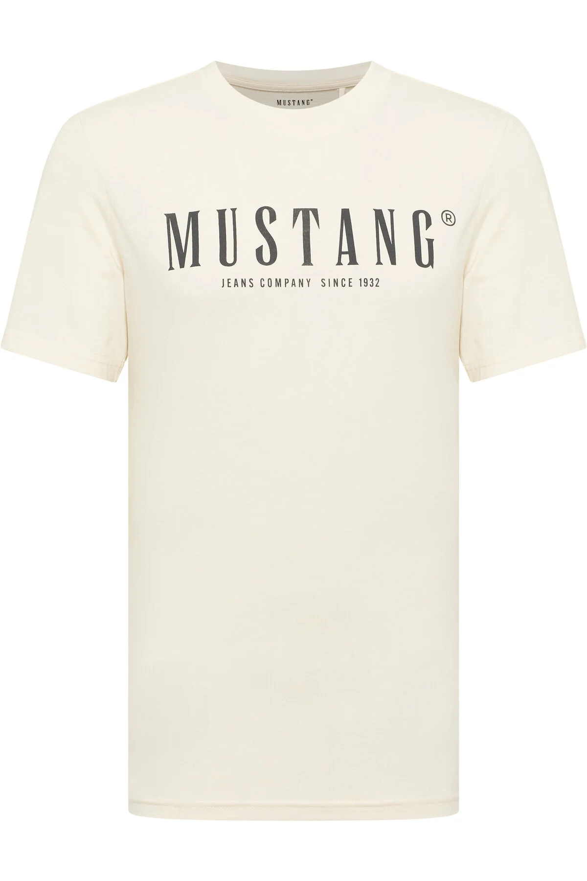 Bild von Mustang Herren T-Shirt mit Label-Print offwhite