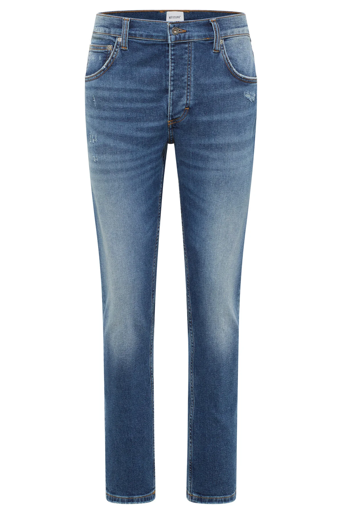 Bild von Mustang Jeans Herren Style Toledo Tapered mit Used-Effekten mittelblau