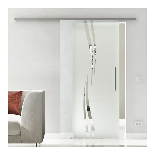 Bild von Levidor Glasschiebetür Komplettset 77,5 x 205 cm Augsburg Edelstahl mit Stangengriff und SoftClose