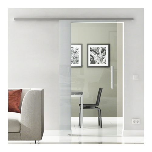 Bild von Levidor Glasschiebetür Komplettset 90 x 205 cm Klarglas Edelstahl mit Stangengriff und SoftClose