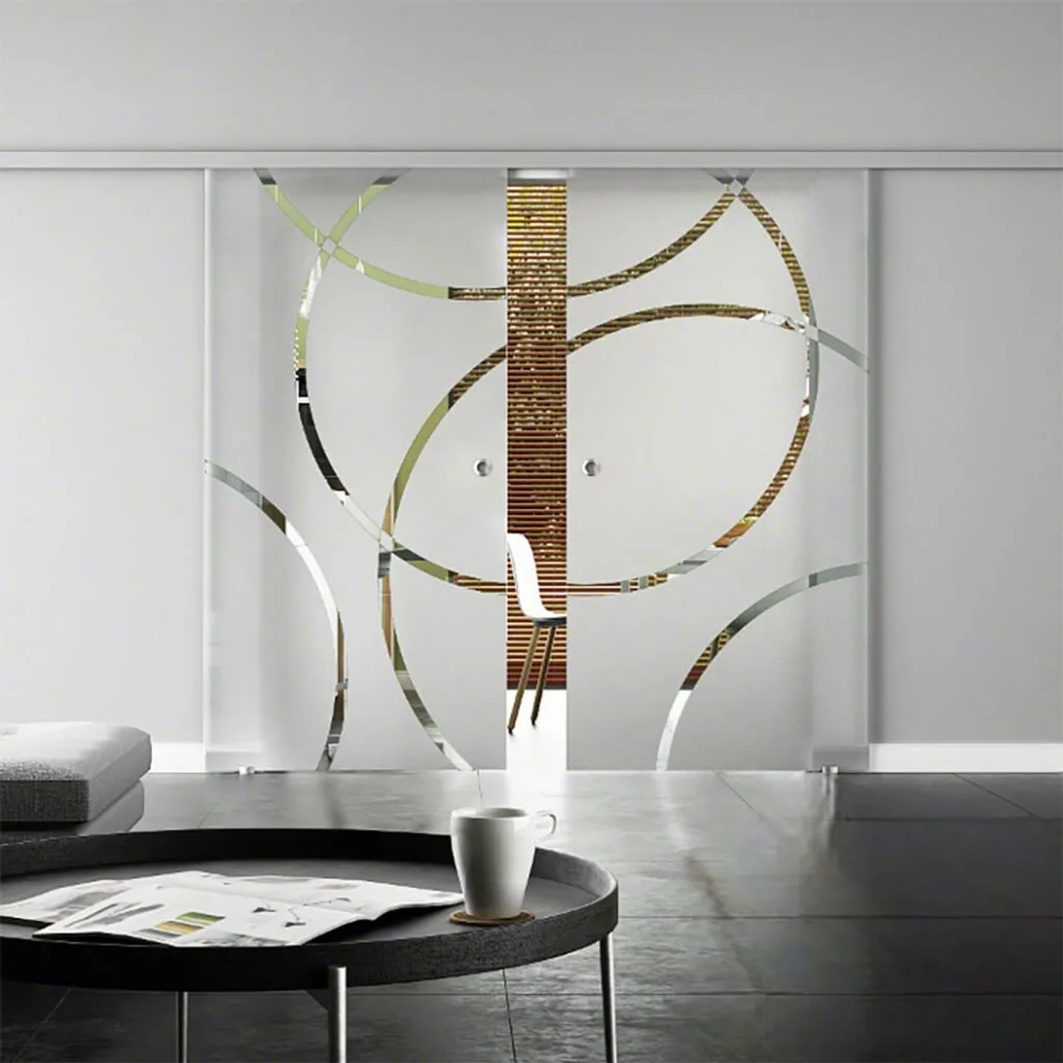 Bild von Levidor Doppelglasschiebetür Komplettset 2x 65 x 217,5 cm Coburg Aluminium mit Griffmuscheln und SoftClose