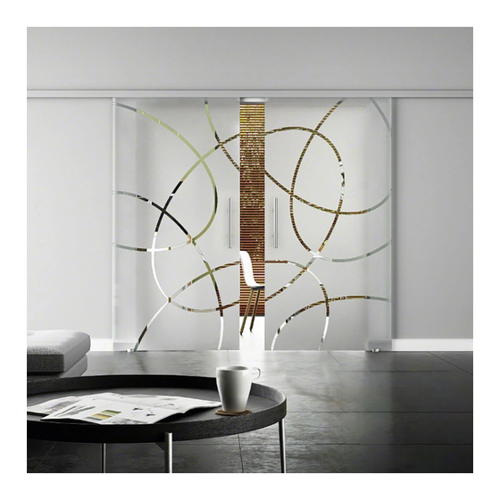Bild von Levidor Doppelglasschiebetür Komplettset 2x 65 x 217,5 cm Essen Aluminium mit Stangengriffen