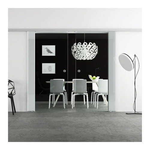 Bild von Levidor Doppelglasschiebetür Komplettset 2x 65 x 205 cm Klarglas Aluminium