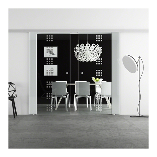 Bild von Levidor Doppelglasschiebetür Komplettset 2x 77,5 x 217,5 cm Stuttgart Aluminium mit Griffmuscheln