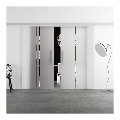 Bild von Levidor Doppelglasschiebetür Komplettset 2x 90 x 205 cm Köln Aluminium mit Stangengriffen