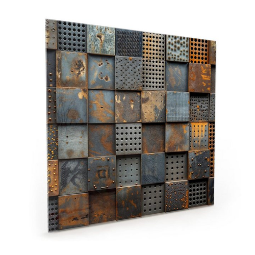 Bild von Primedeco Küchenrückwand Spritzschutz aus Glas - Gelochte Metallplatten