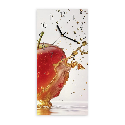 Bild von Primedeco Wanduhr Glasuhr Wandkunst Größe 30 x 60 cm mit Motiv Spritziger Apfel