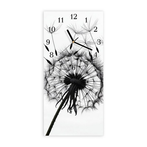Bild von Primedeco Wanduhr Glasuhr Wandkunst Größe 30 x 60 cm mit Motiv Pusteblumen