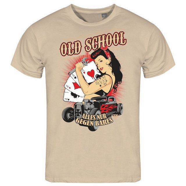 Bild von deinshirt - Herren T-Shirt mit Aufdruck Old School Alles nur gegen Bares - Statement Humorvoll, Größe:XL, Farbe:Sand