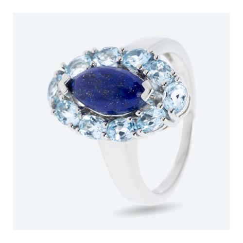 Bild von Eleganter Ring aus 925 Sterling Silber mit Lapislazuli und Blautopas