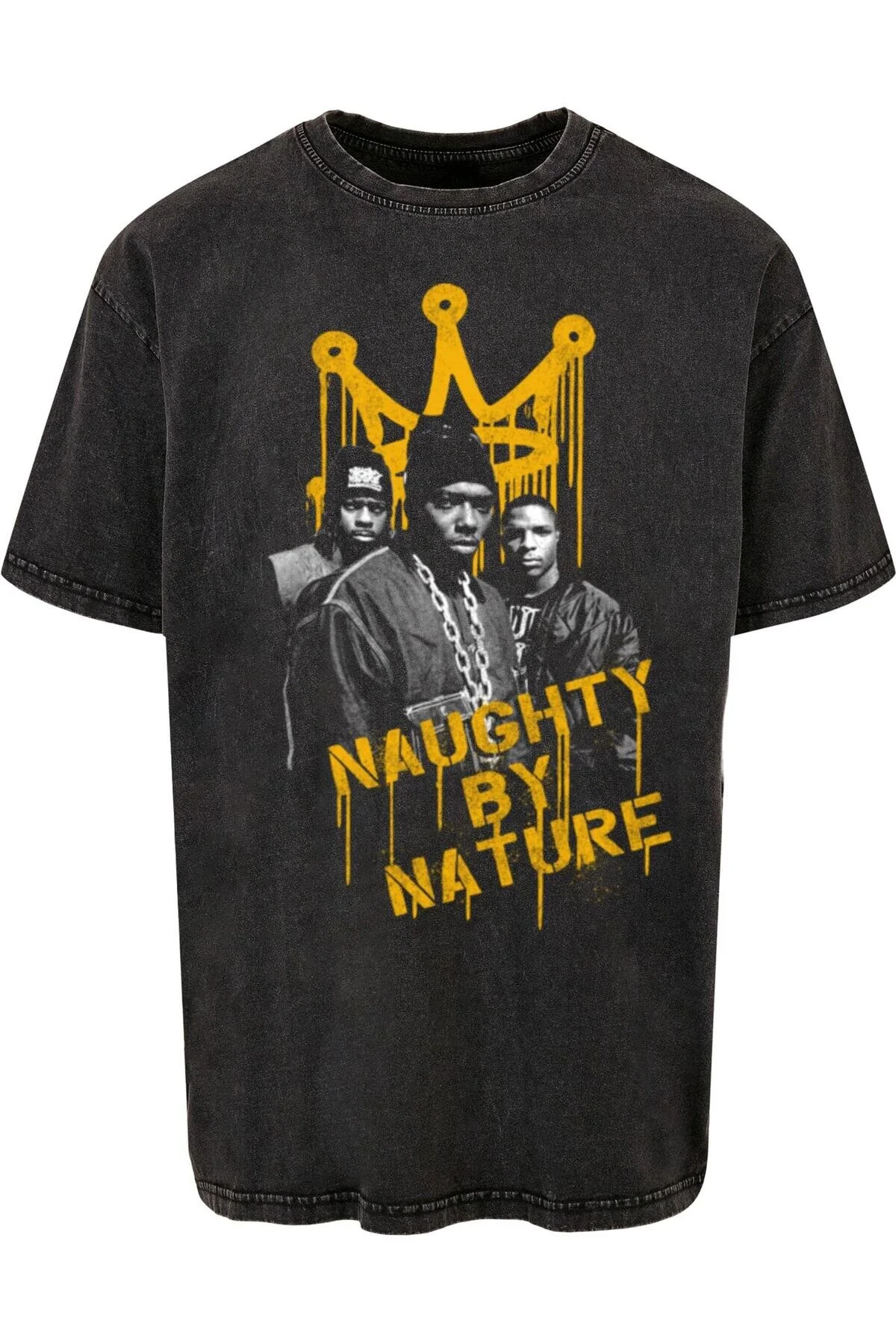 Bild von Merchcode Naughty By Nature Übergroßes T-shirt Mit Drip Crown-print Und Acid-waschung für Herren - 2XL
