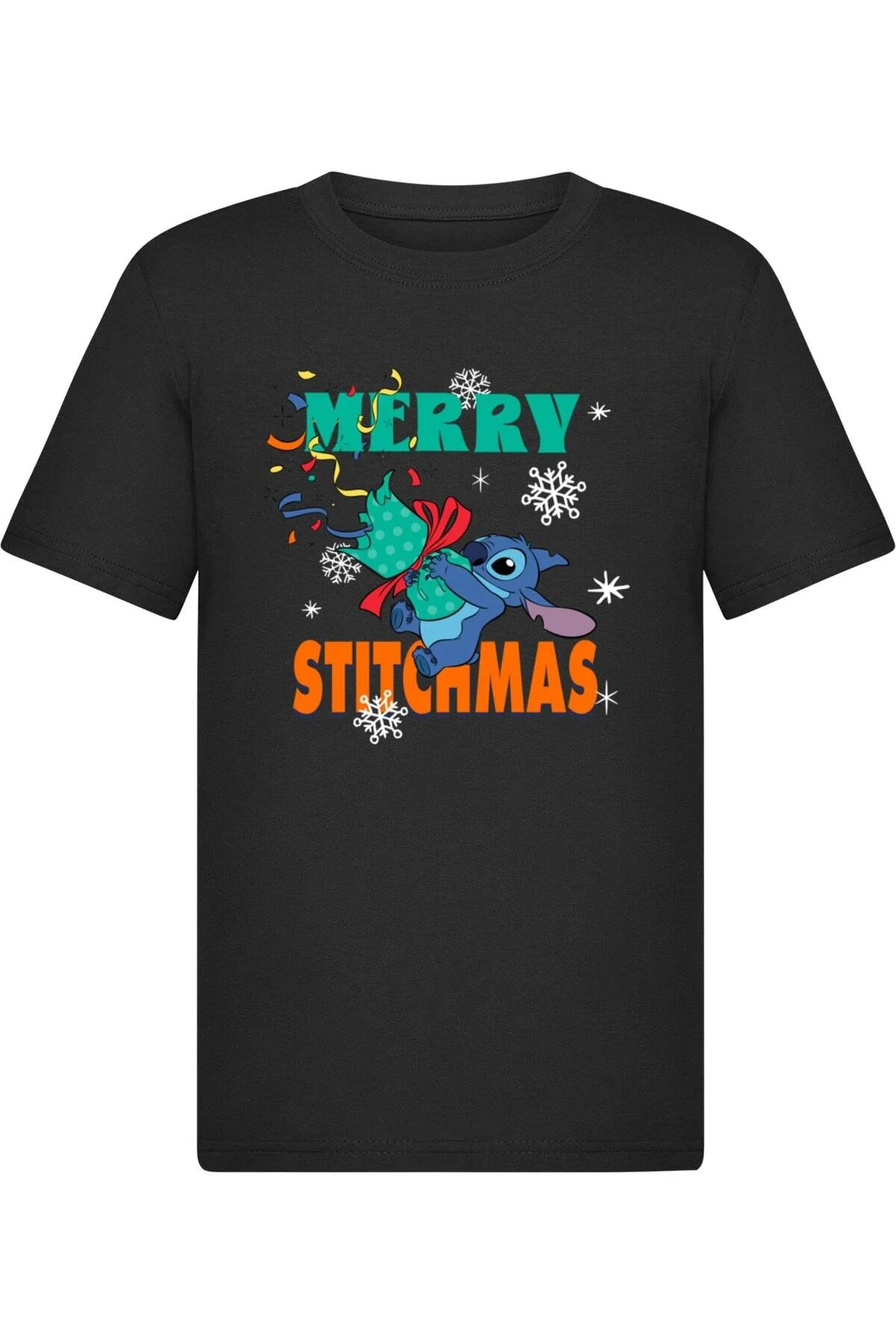 Bild von ABSOLUTE CULT Lilo Und Stitch Merry Stitchmas Cracker Stitch Basic Tee 2.0 Für Kinder für Herren - 110
