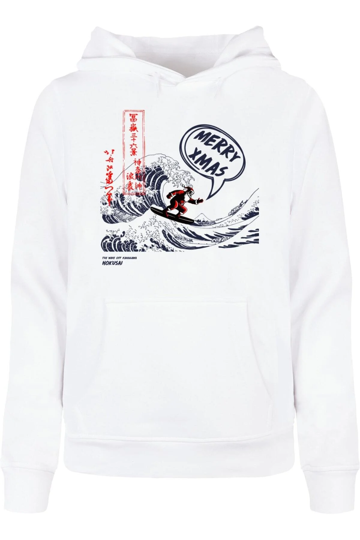 Bild von Merchcode Hokusai Santa Große Welle Merry Xmas Basic Hoody für Damen - L