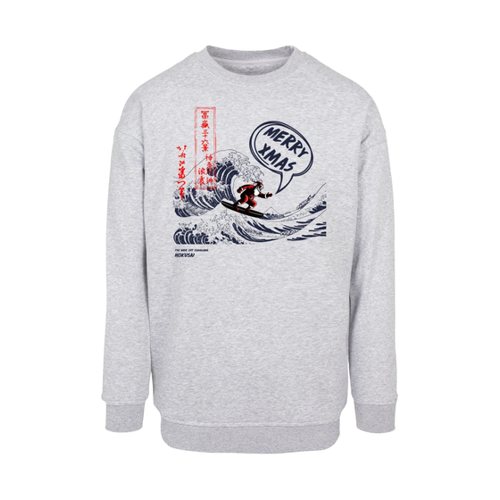 Bild von Merchcode Hokusai Weihnachtsmann Große Welle Frohe Weihnachten Rundhalsausschnitt für Herren - XL