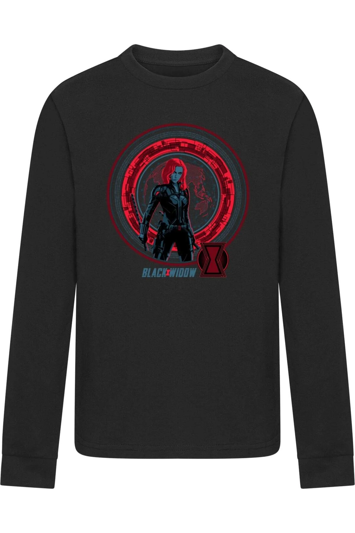 Bild von ABSOLUTE CULT Kids Black Widow Movie Computer Globe Longsleeve für Herren - 116