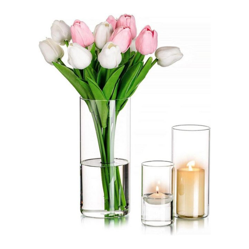 Bild von Dekorativer Luxus: Windlicht Glas Kerzenhalter 3er Set für Hochzeit und Party