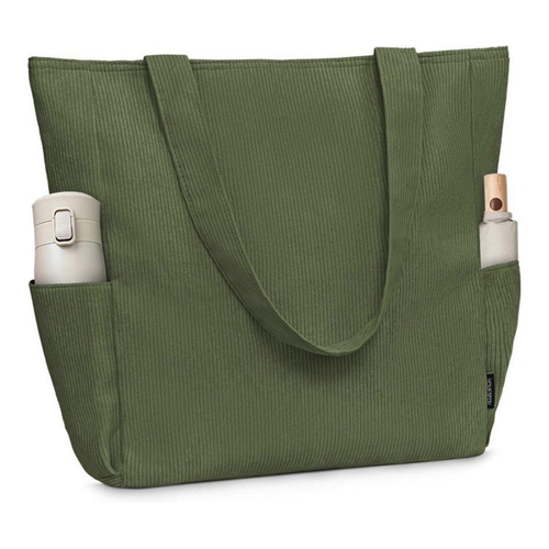Bild von LuxusKollektion Umhängetasche Cord-Tote Bag – Große Umhängetasche mit Reißverschluss in Grün