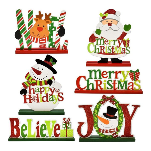 Bild von LuxusKollektion Baumbehang 6er Weihnachts Tischdeko Hölzern