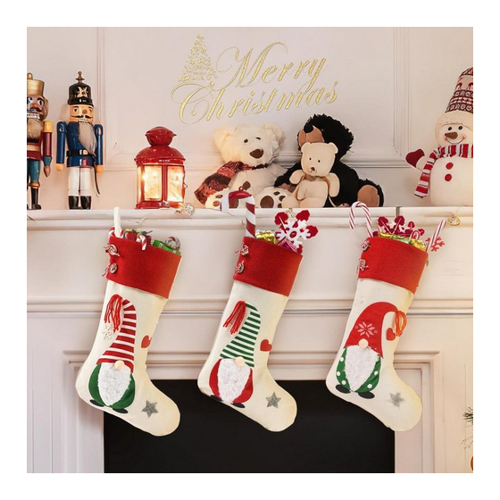 Bild von LuxusKollektion Hängedekoration Großer Weihnachtsstrumpf Set 3D Weihnachtsmann Deko 45cm