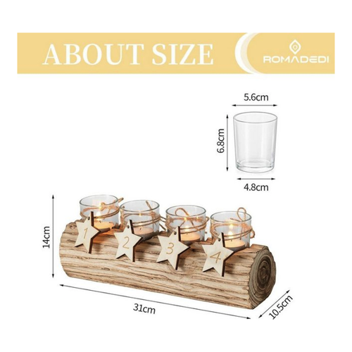 Bild von LuxusKollektion Dekohänger Adventskranz Holz Kerzenhalter