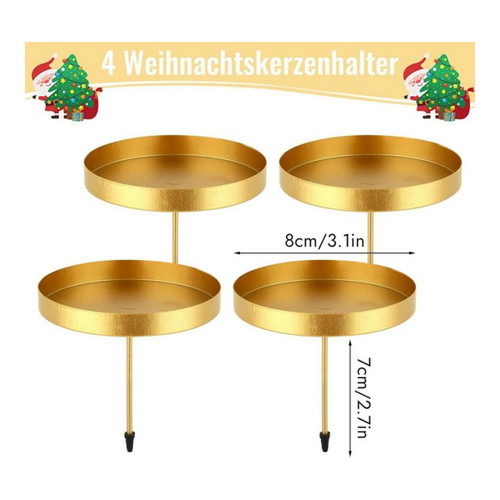 Bild von LuxusKollektion Dekohänger 6er Set Metall Kerzenhalter Adventskranz Stabkerzen Schwarz Gold