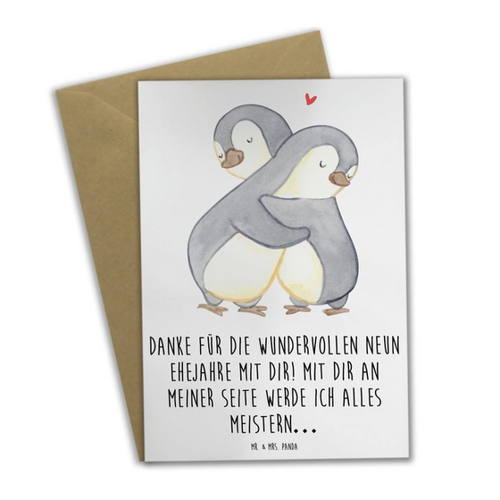 Bild von Mr. & Mrs. Panda Grußkarte zum 9. Hochzeitstag – Keramikhochzeit