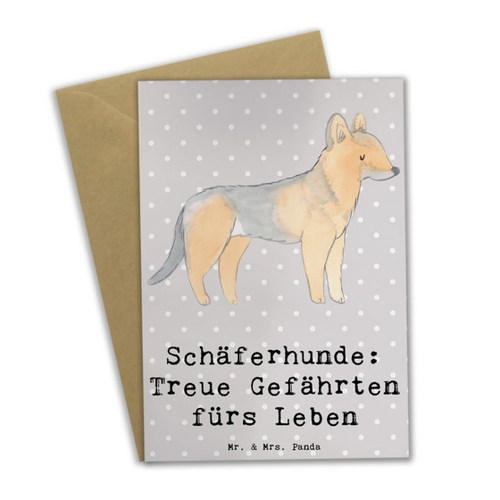 Bild von Mr. & Mrs. Panda Grußkarte Schäferhund Gefährten - Grau Pastell