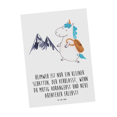 Bild von Mr. & Mrs. Panda Postkarte Heimweh überwinden Abenteuer erleben - Weiß