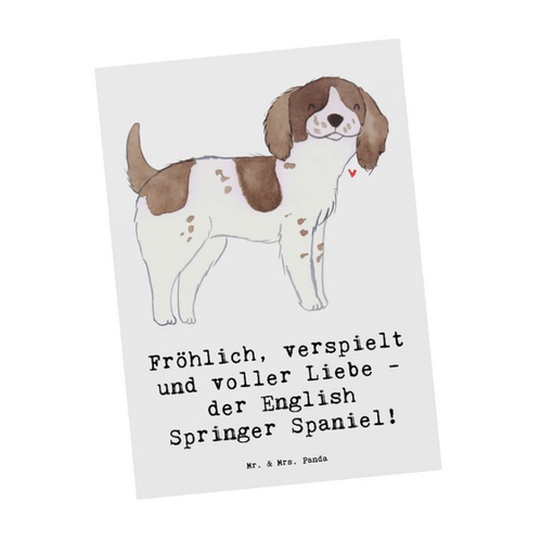 Bild von Mr. & Mrs. Panda Postkarte English Springer Spaniel Freude - Weiß