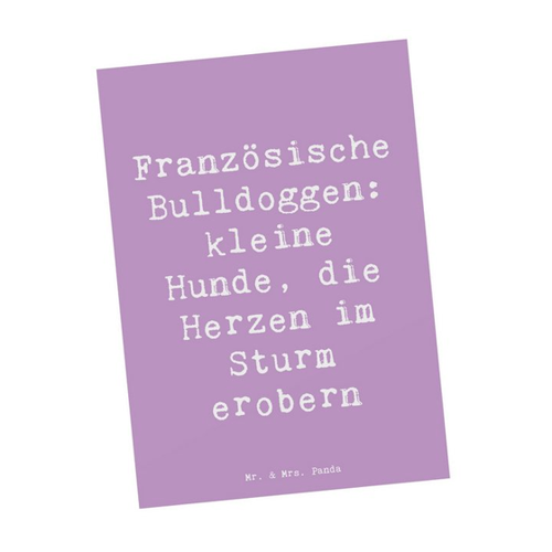 Bild von Mr. & Mrs. Panda Postkarte Spruch Französische Bulldogge - Lavendeltraum
